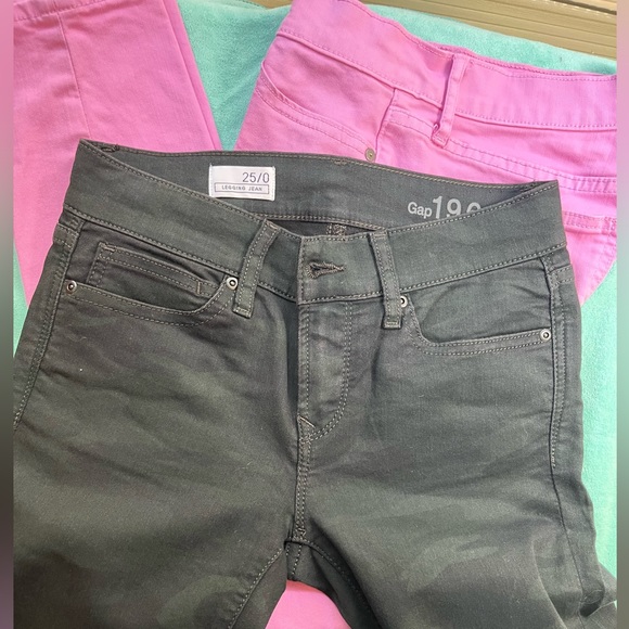 GAP size 0, 2pair Black & Pink Premium Skinny Ankle Jeans - Picture 2 of 16